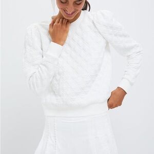 Tuckernuck Sport White Puff Sleeve Quilted Stretch Campbell Pullover TNuck Sz XS